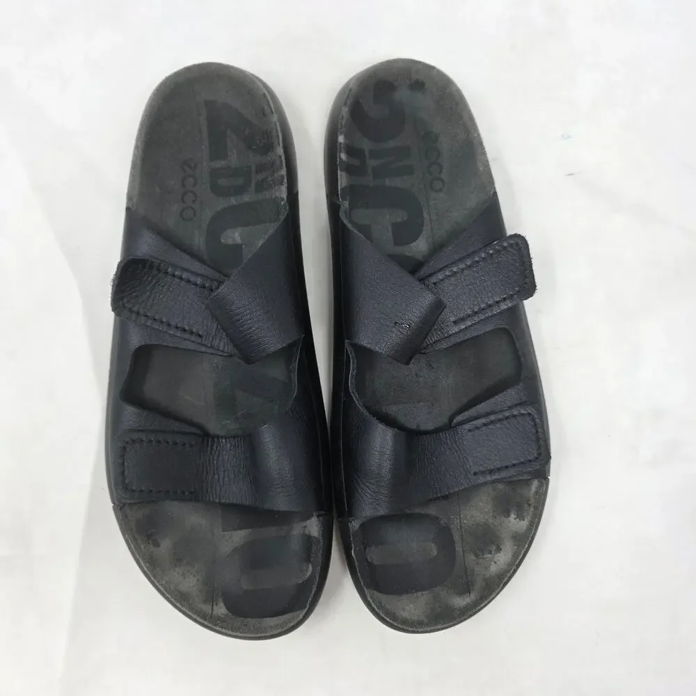 Ecco Phorene Cozmo Black Leather Comfort Slide Sandals Women's US 9